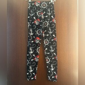 Black Pirate Themed Kids Leggings